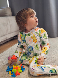 Baby Romper with 2-way zipper "Tropical Dino" (Jersey fabric)