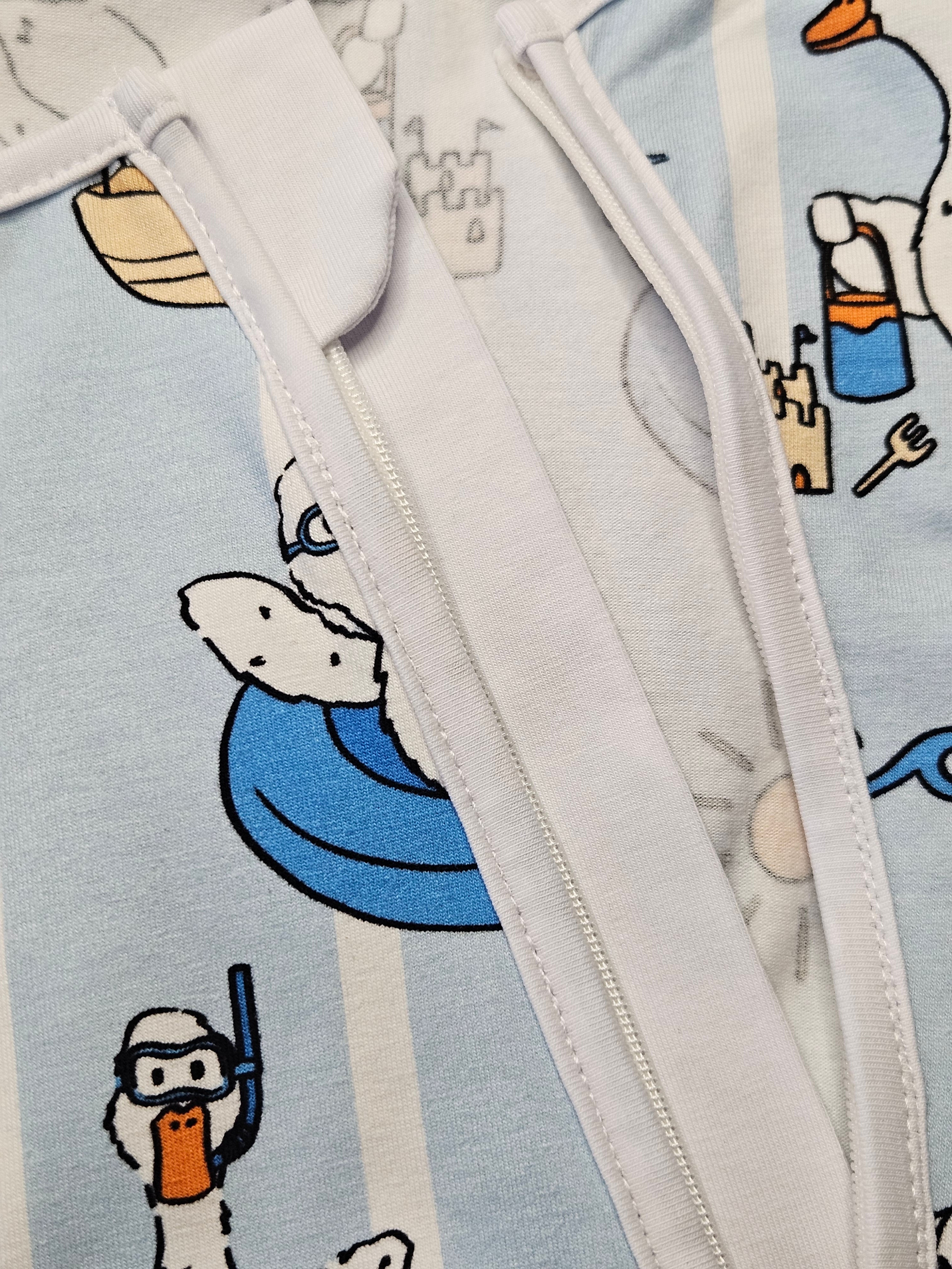 Baby Romper with 2-way zipper "Cheerful Geese" (Jersey fabric)