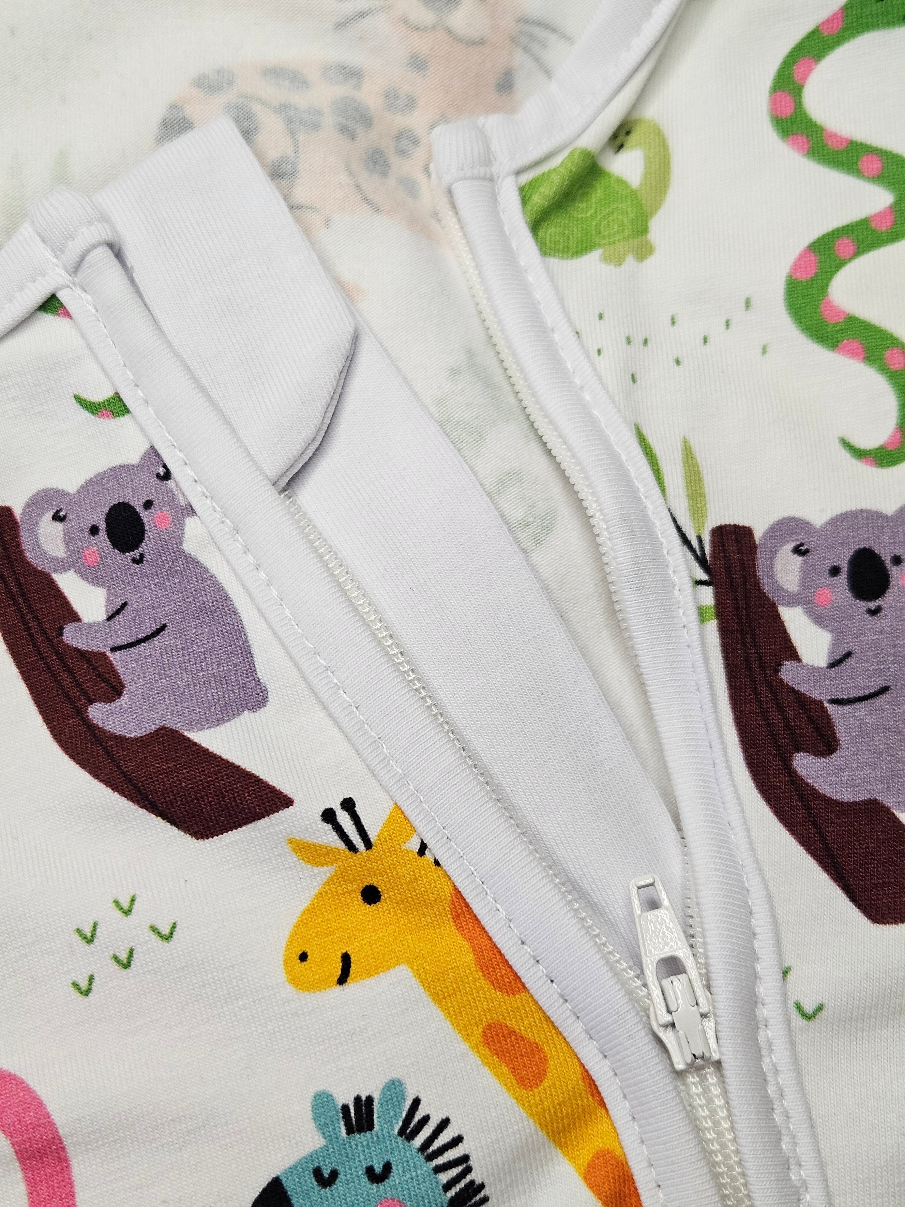 Baby Romper with 2-way zipper "Happy Zoo" (Jersey fabric)