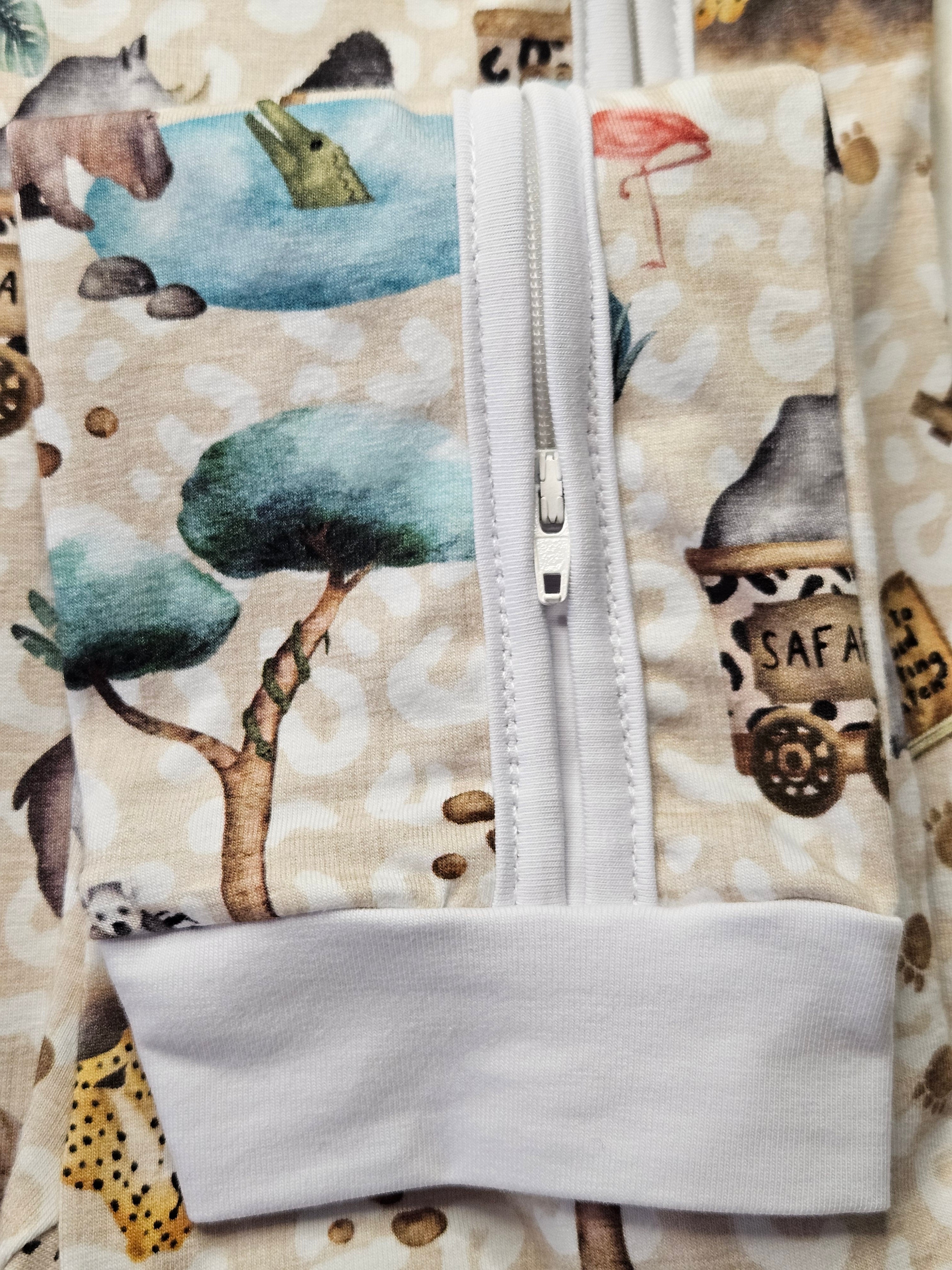 Baby Romper with 2-way zipper "Safari" (Jersey fabric)