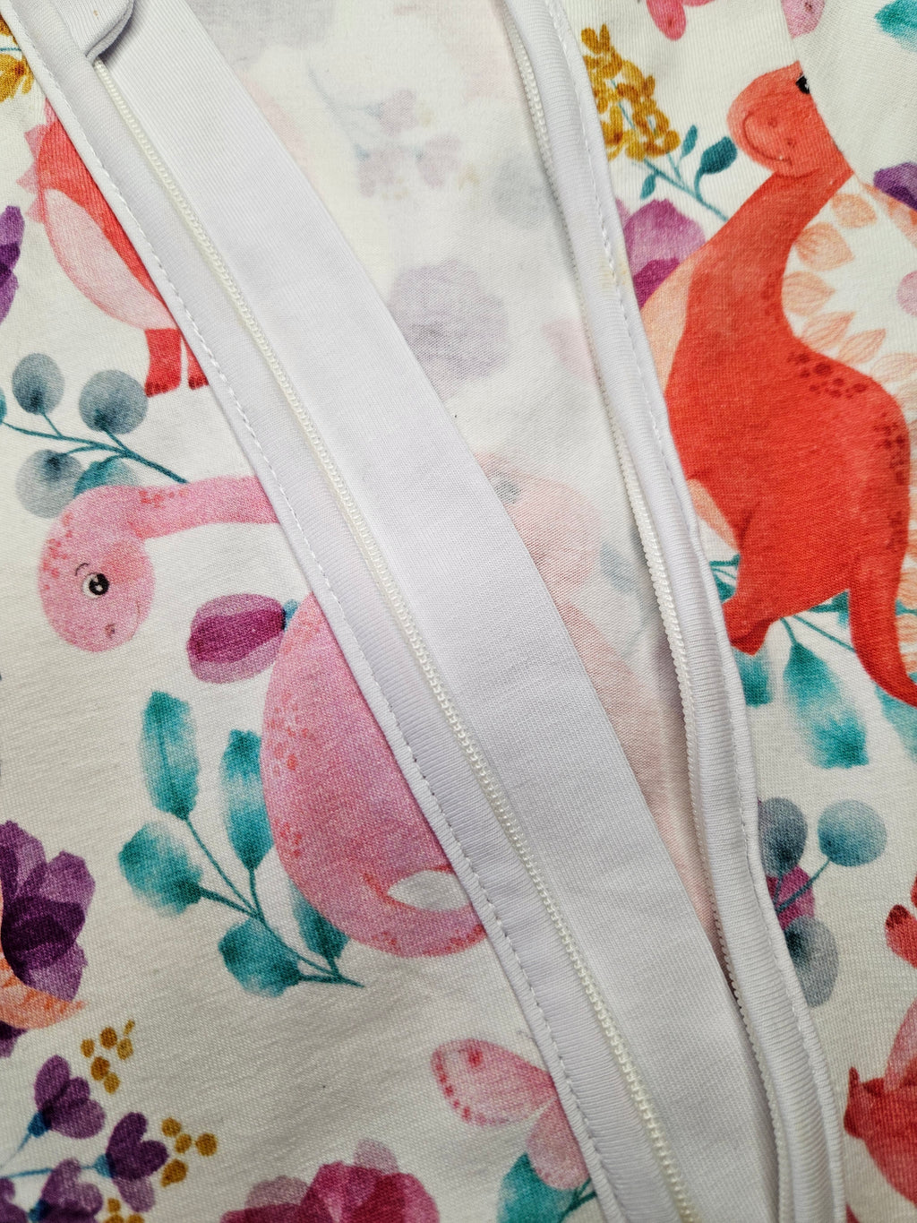Baby Romper with 2-way zipper "Pink Dino" (Jersey fabric)