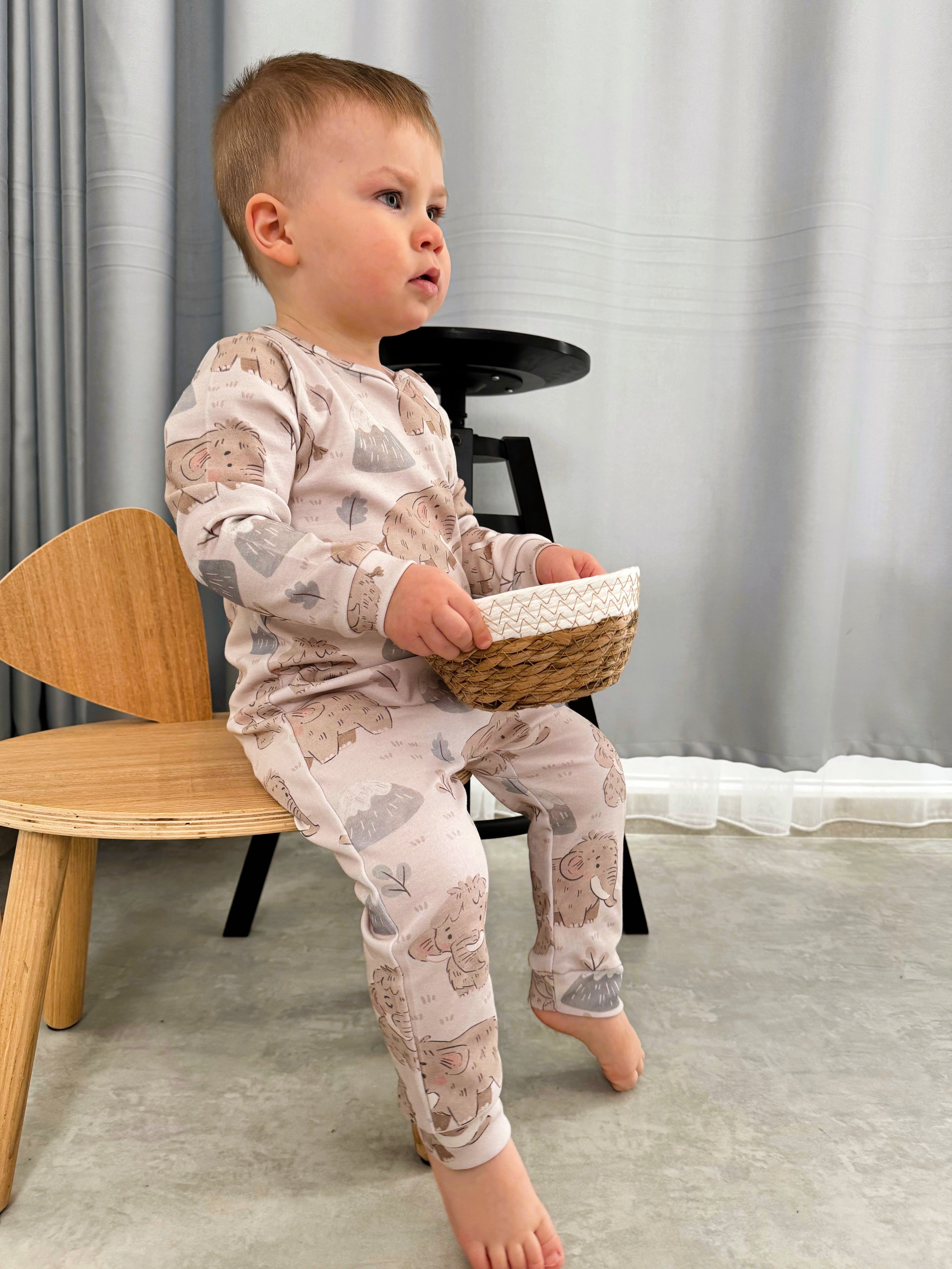 Ultra-Soft Baby Romper with Zipper "Mammoth" (Gentle Touch fabric)