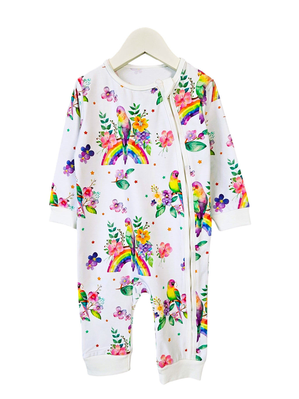 Ultra-Soft Baby Romper with Zipper "Parrot" (Gentle Touch fabric)