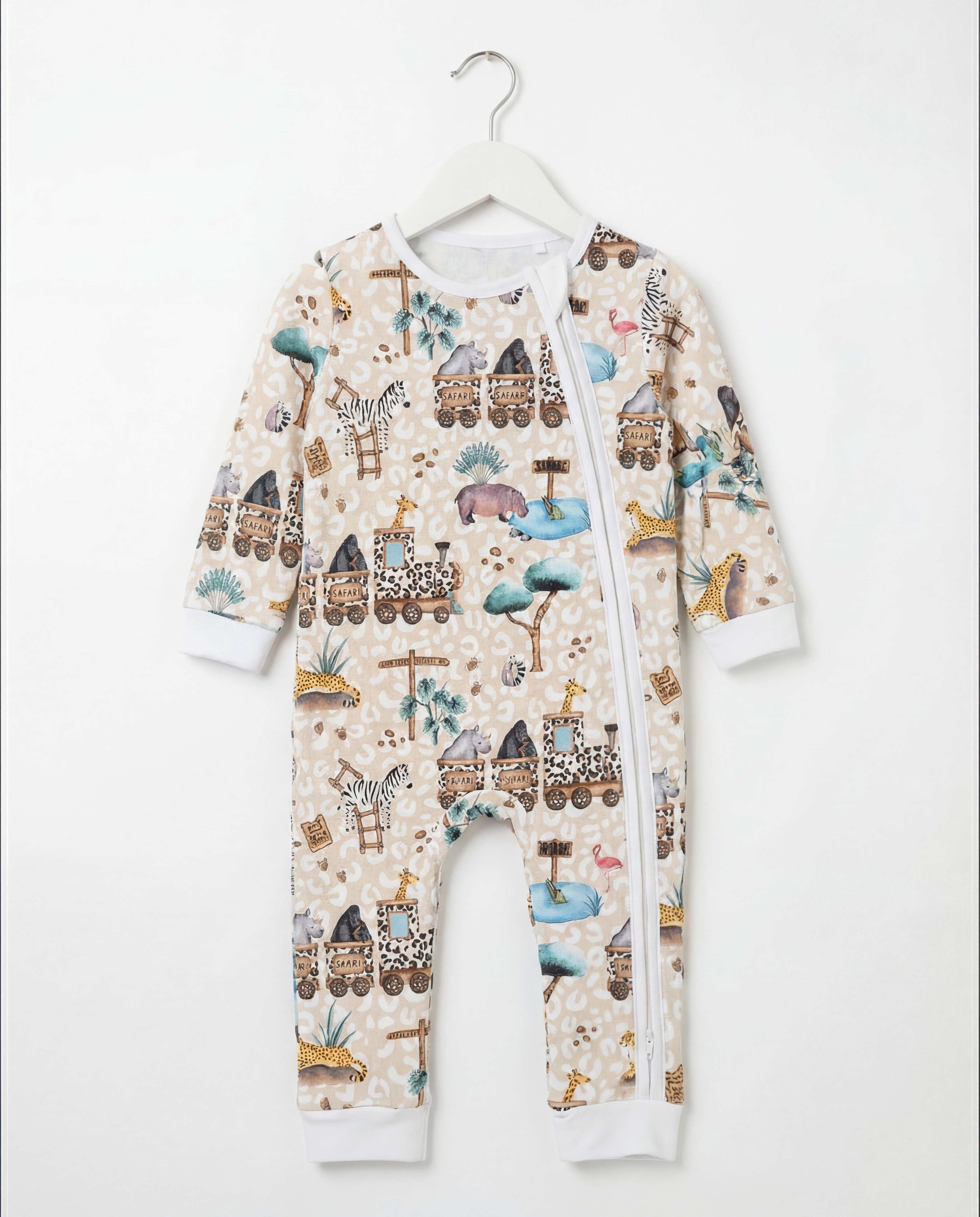 Baby Romper with 2-way zipper "Safari" (Jersey fabric)