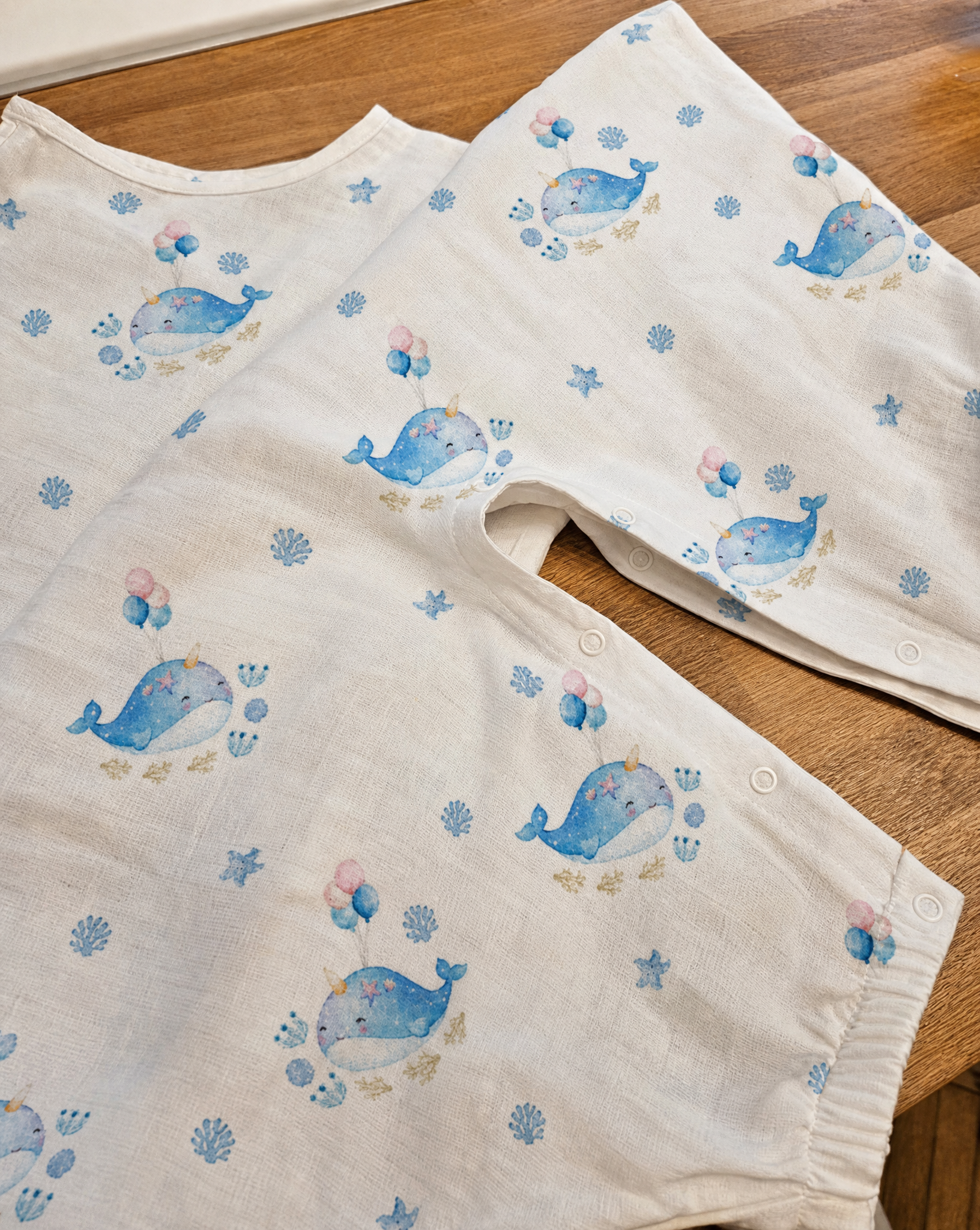 Ultra-Thin Summer Muslin Sleeping Bag with Legs Little Ocean