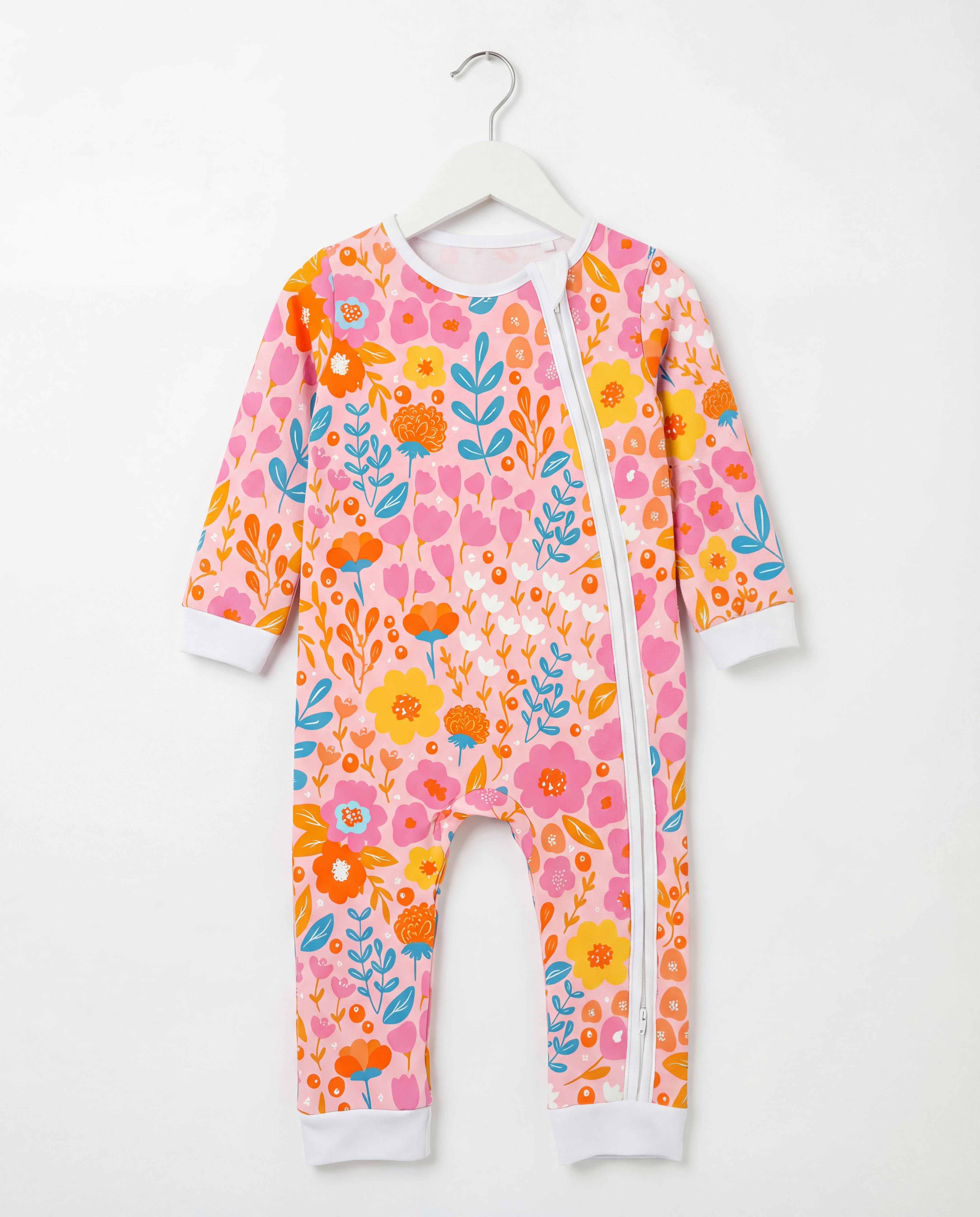 Baby Romper with 2-way zipper "Wildflowers" (Jersey fabric)