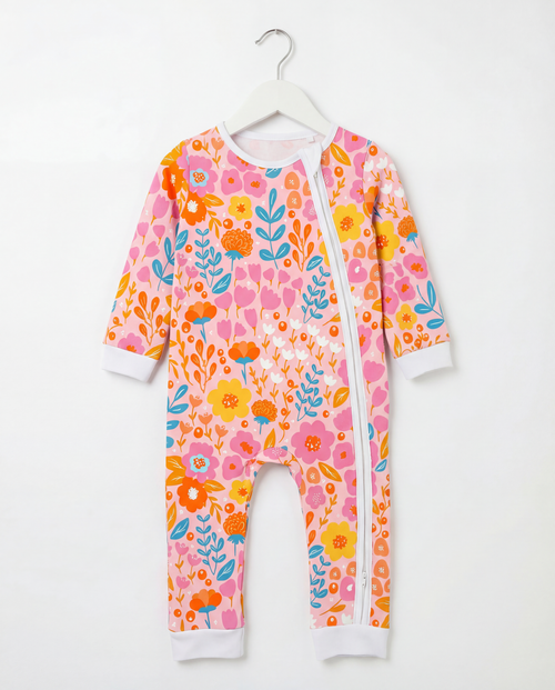 Baby Romper with 2-way zipper "Wildflowers" (Jersey fabric)