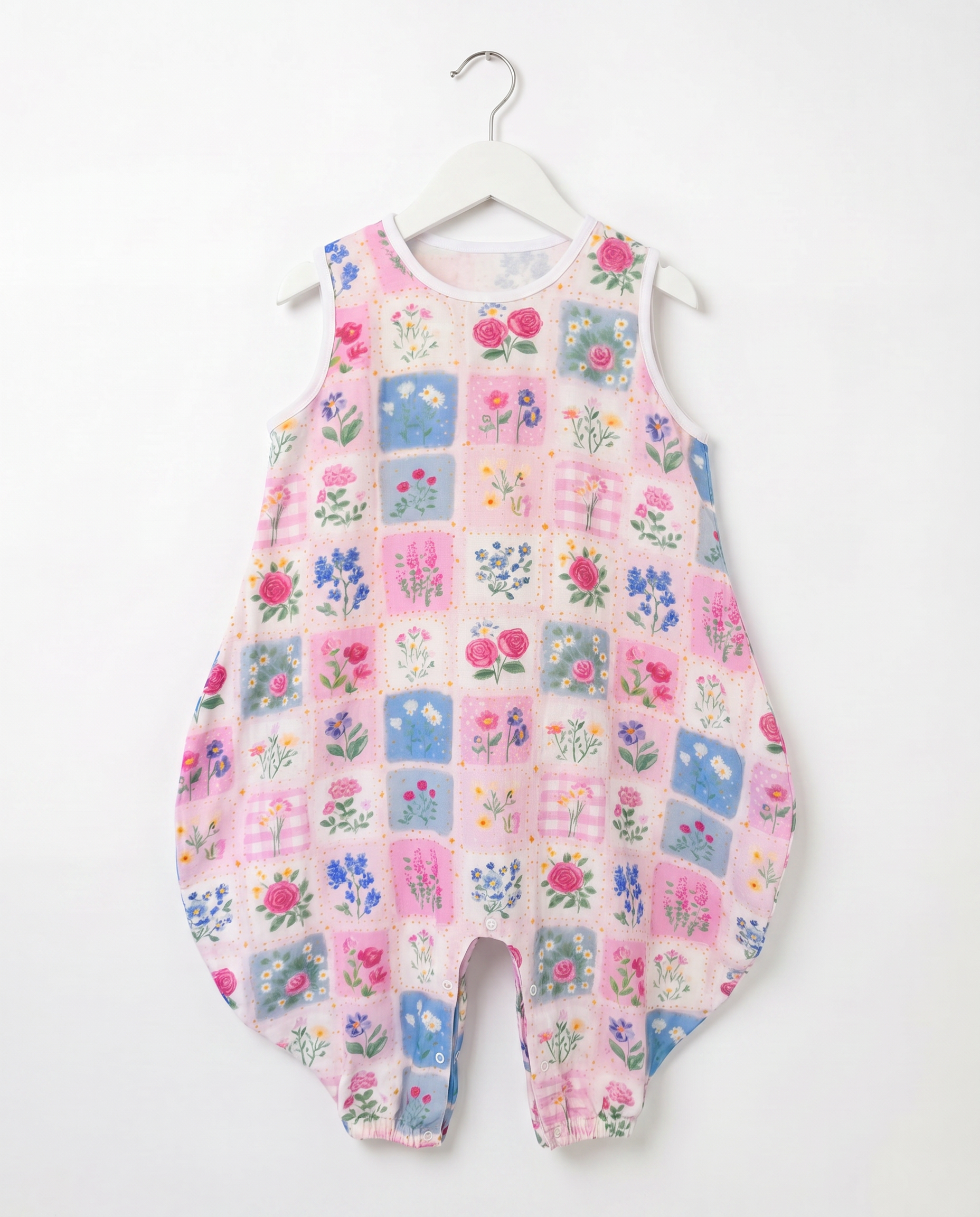 Ultra-Thin Summer Muslin Sleeping Bag with Legs Pastel Garden