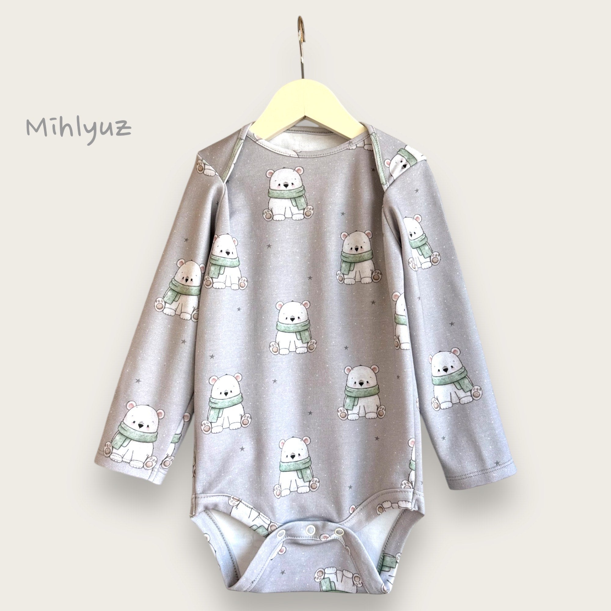 Bear GentleTouch Baby Long Sleeve Bodysuits – Perfect for Sensitive Skin