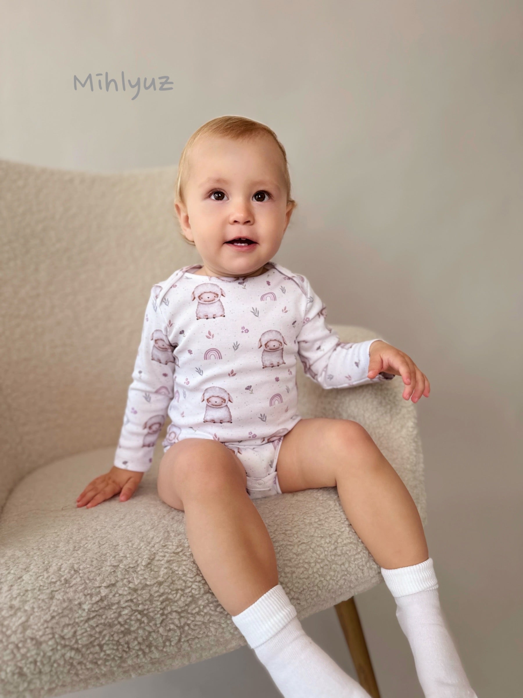 Cute Sheep 2 Pack Baby Long Sleeve Bodysuits Gentle Touch fabric