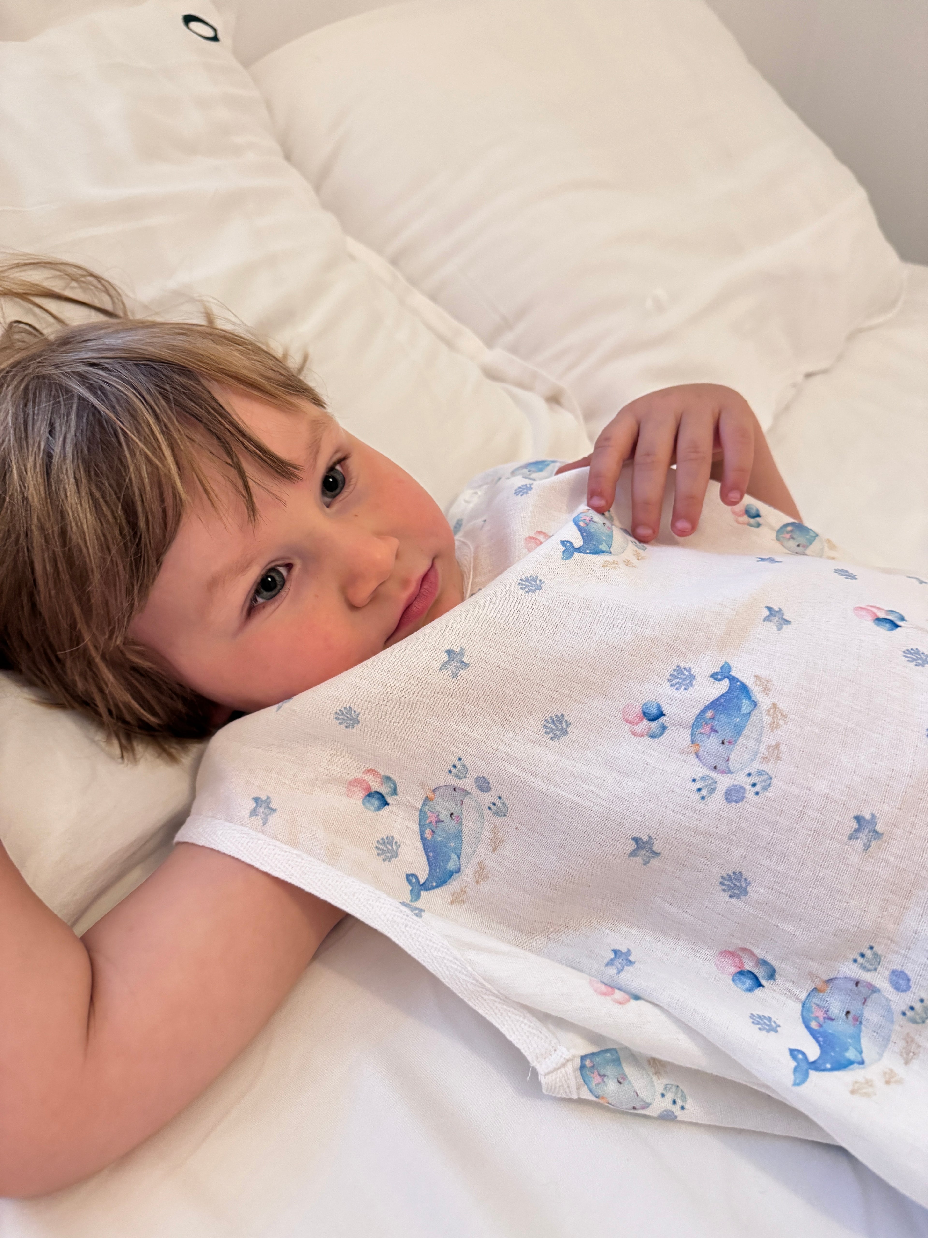 Ultra-Thin Summer Muslin Sleeping Bag with Legs Little Ocean