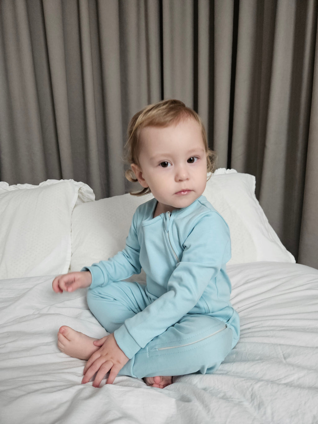 Blue Ultra-Soft Baby Romper with Zipper for Sensitive Skin (Gentle Touch fabric)
