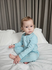 Blue Ultra-Soft Baby Romper with Zipper for Sensitive Skin (Gentle Touch fabric)