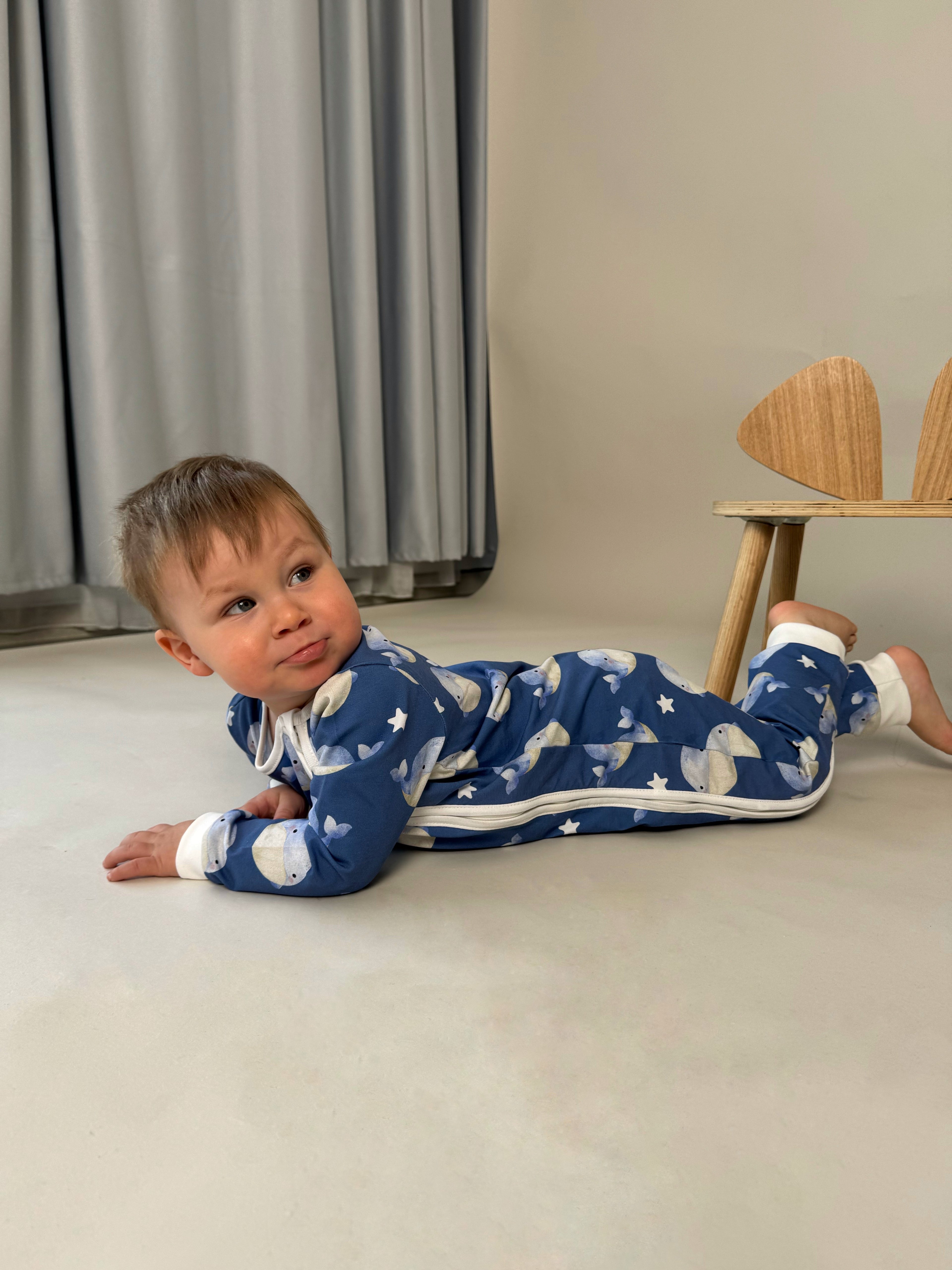 Ultra-Soft Baby Romper with Zipper "Whale" (Gentle Touch fabric)
