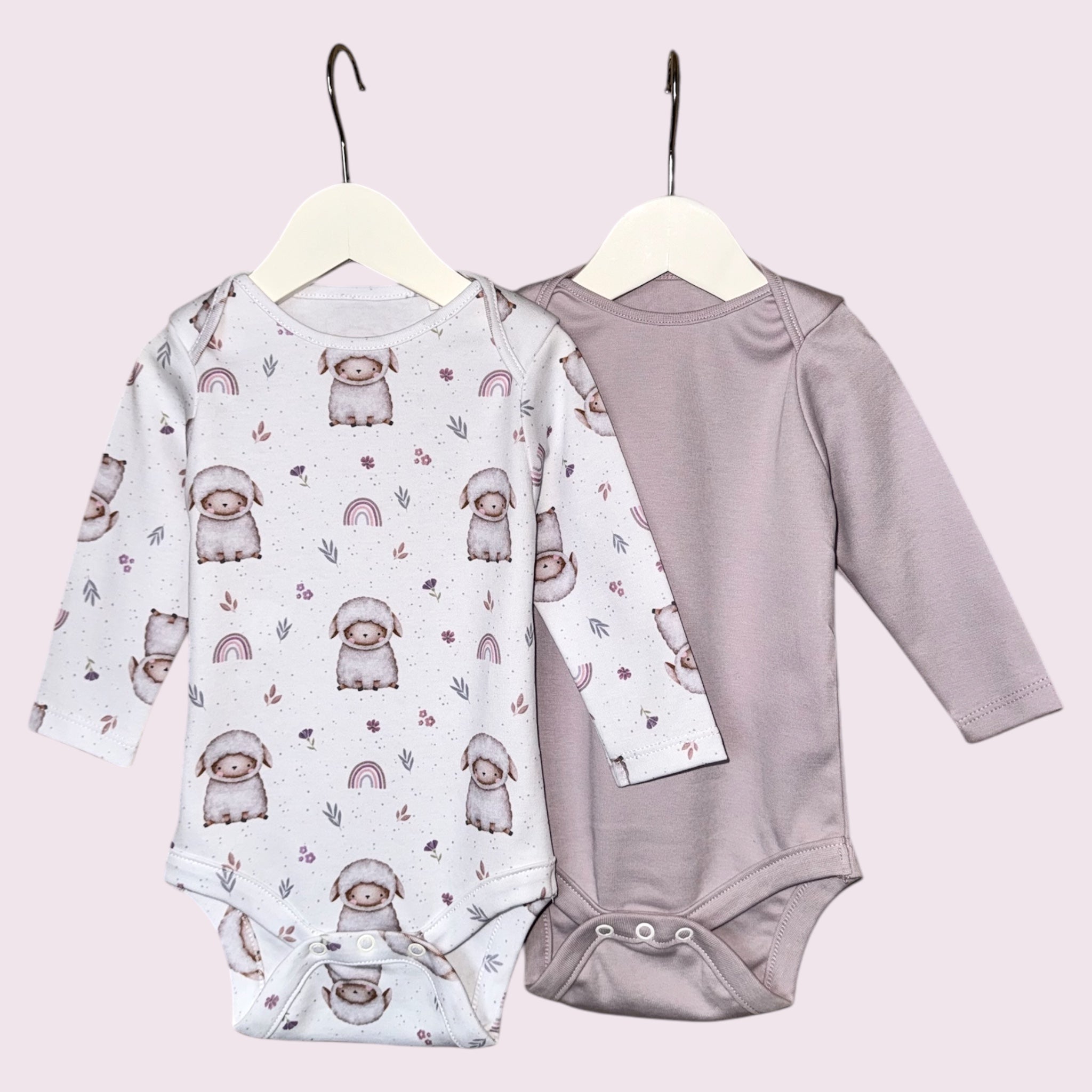 Baby set (2 bodysuit + 1 pants) "Little sheep" (Gentle Touch fabric)