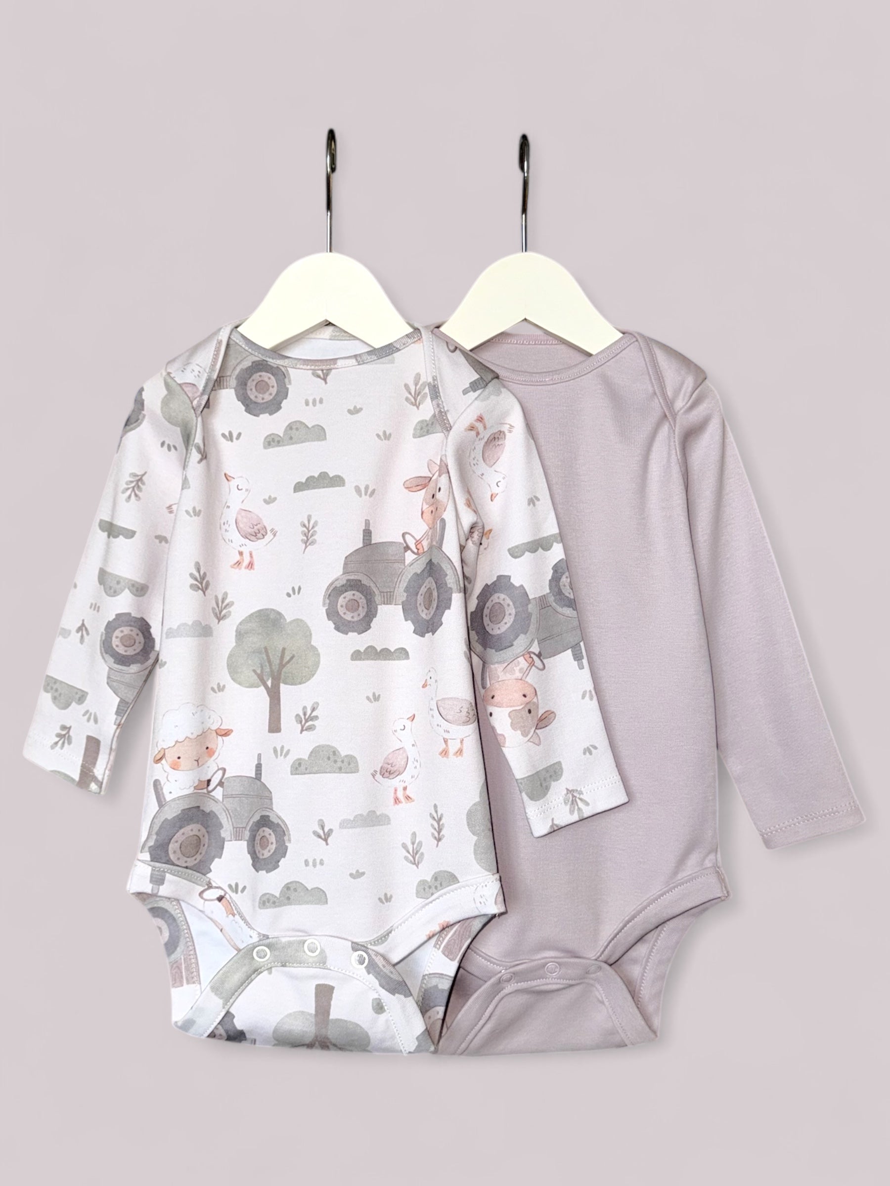 Farm 2 Pack GentleTouch Baby Long Sleeve Bodysuits – Perfect for Sensitive