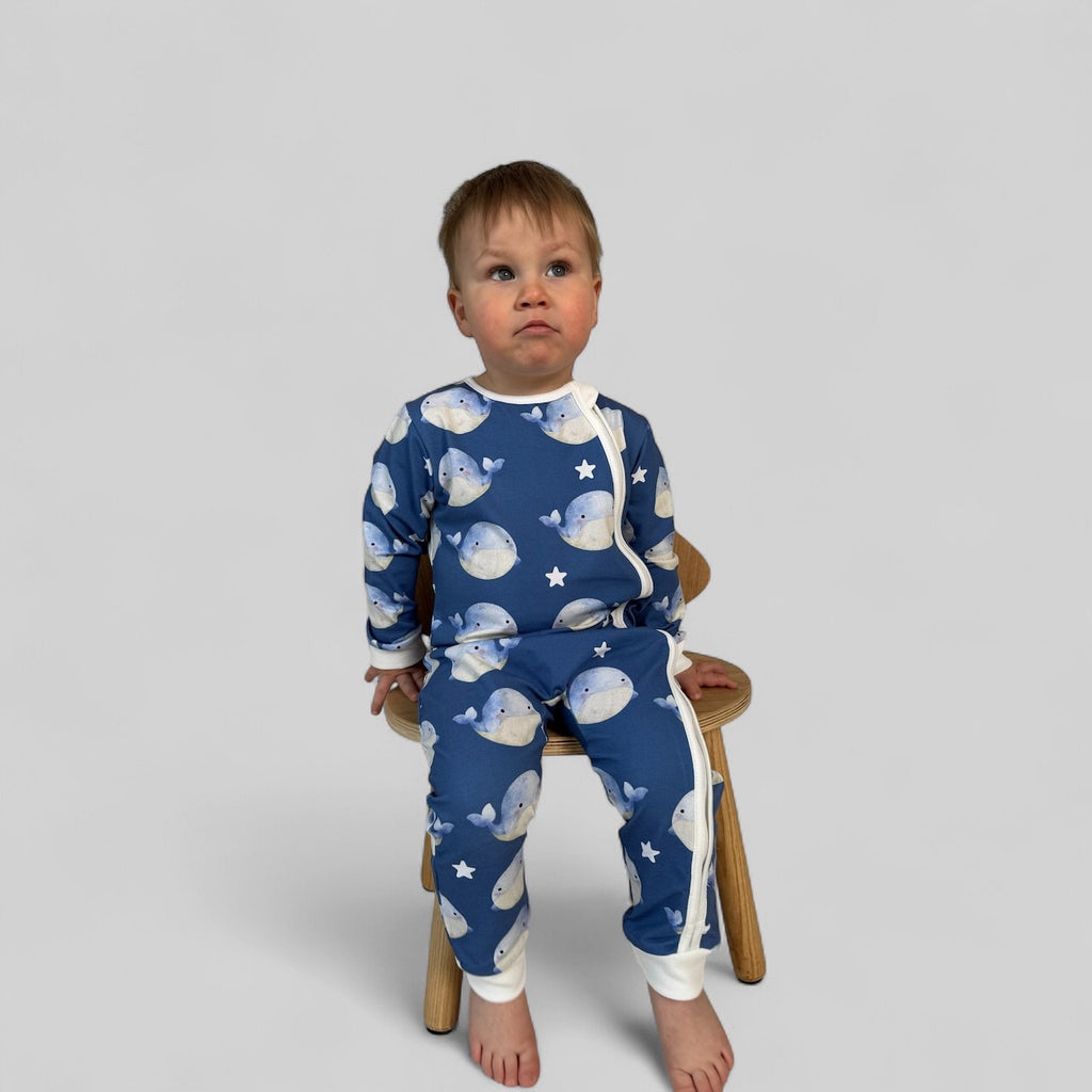 Ultra-Soft Baby Romper with Zipper "Whale" (Gentle Touch fabric)