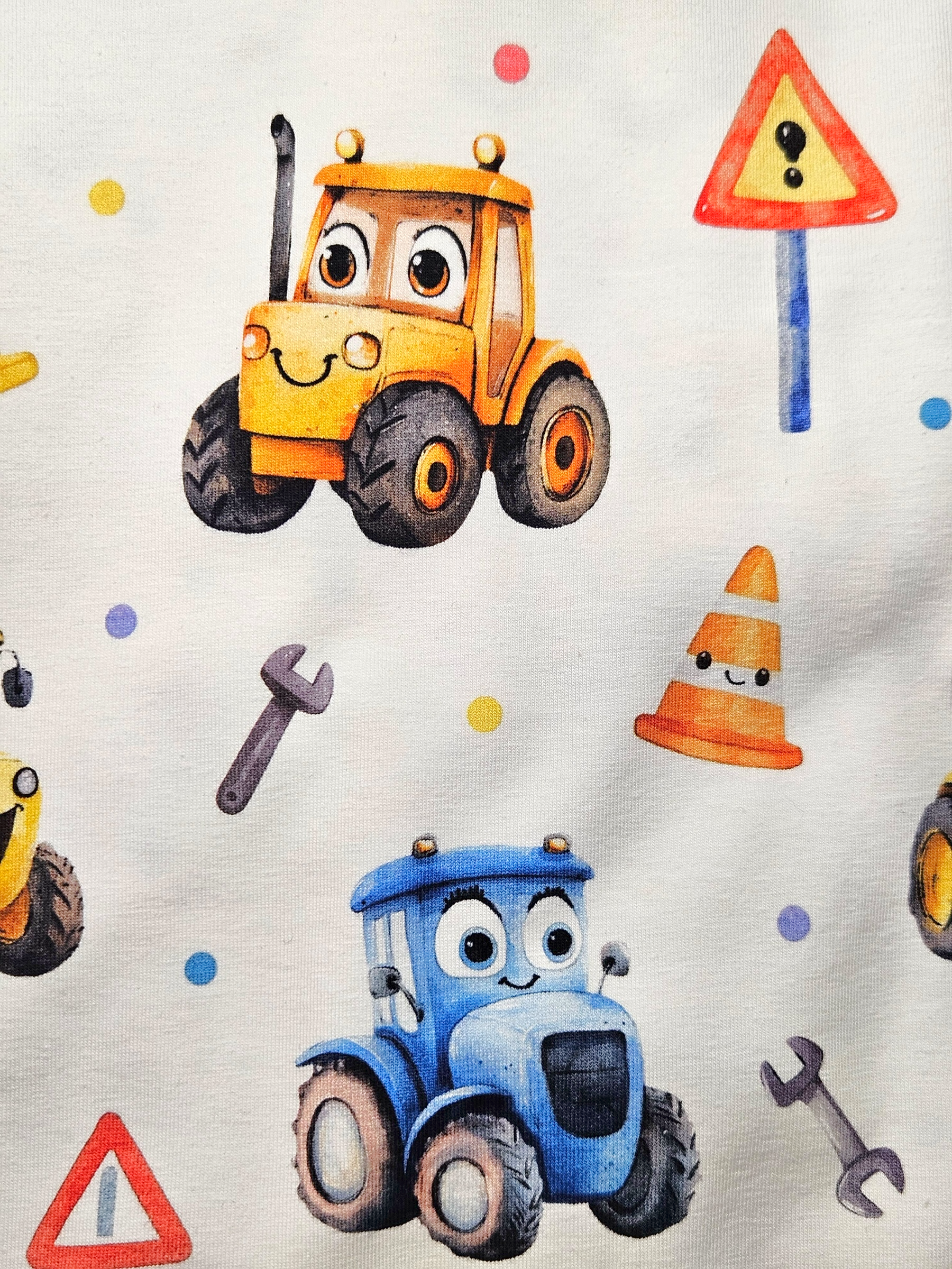 Baby Romper with 2-way zipper "Funny Tractors" (Jersey fabric)
