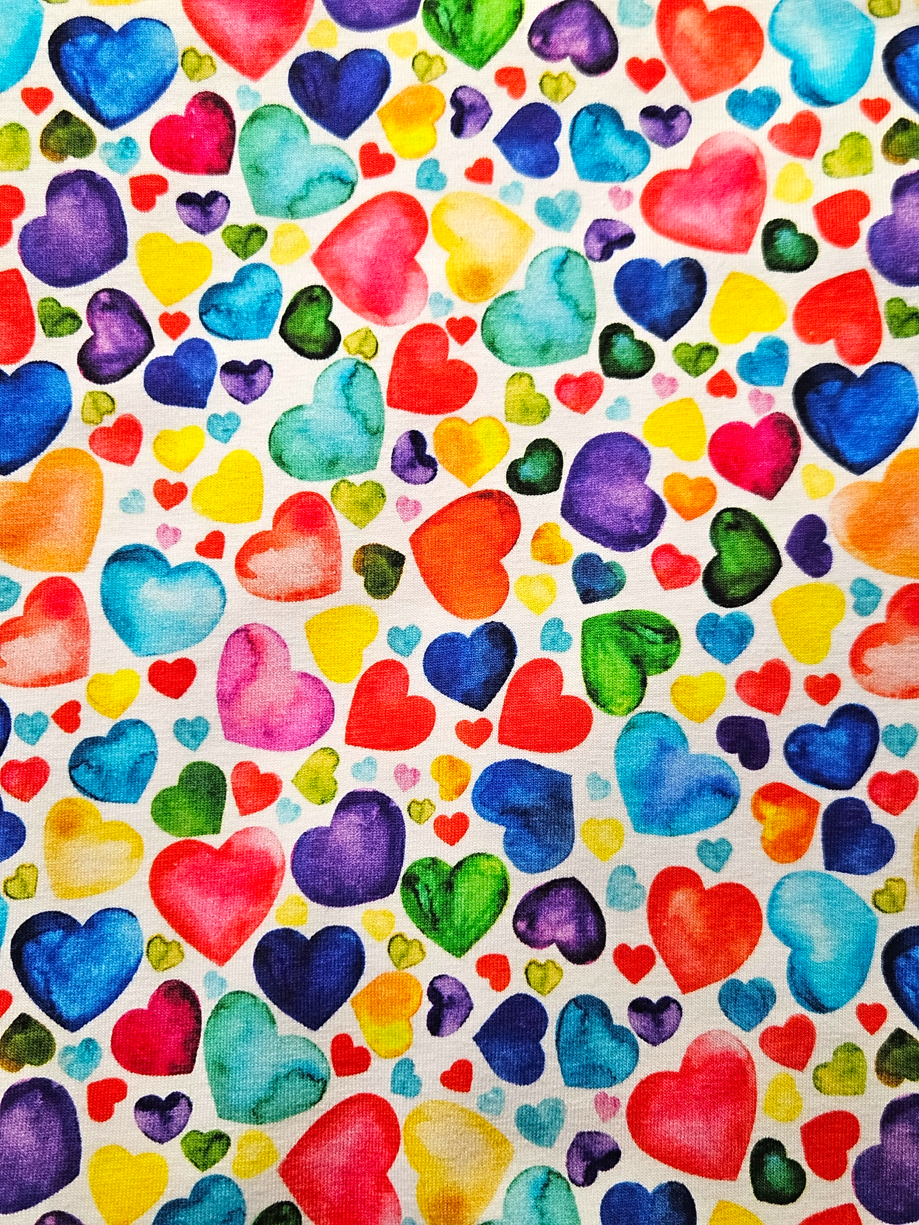 Baby Romper with 2-way zipper "Colorful Hearts" (Jersey fabric)