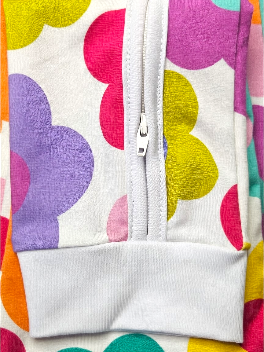 Baby Romper with 2-way zipper "Happy Blooms" (Jersey fabric)