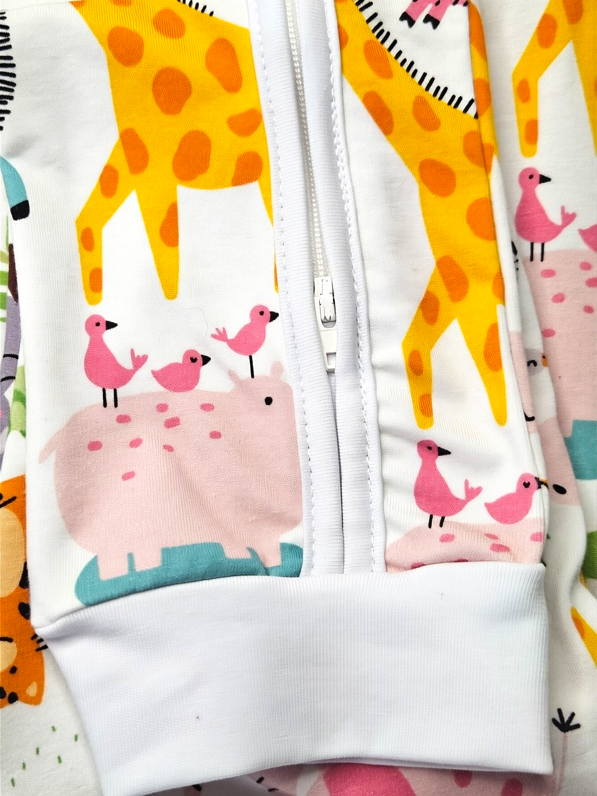 Baby Romper with 2-way zipper "Happy Zoo" (Jersey fabric)