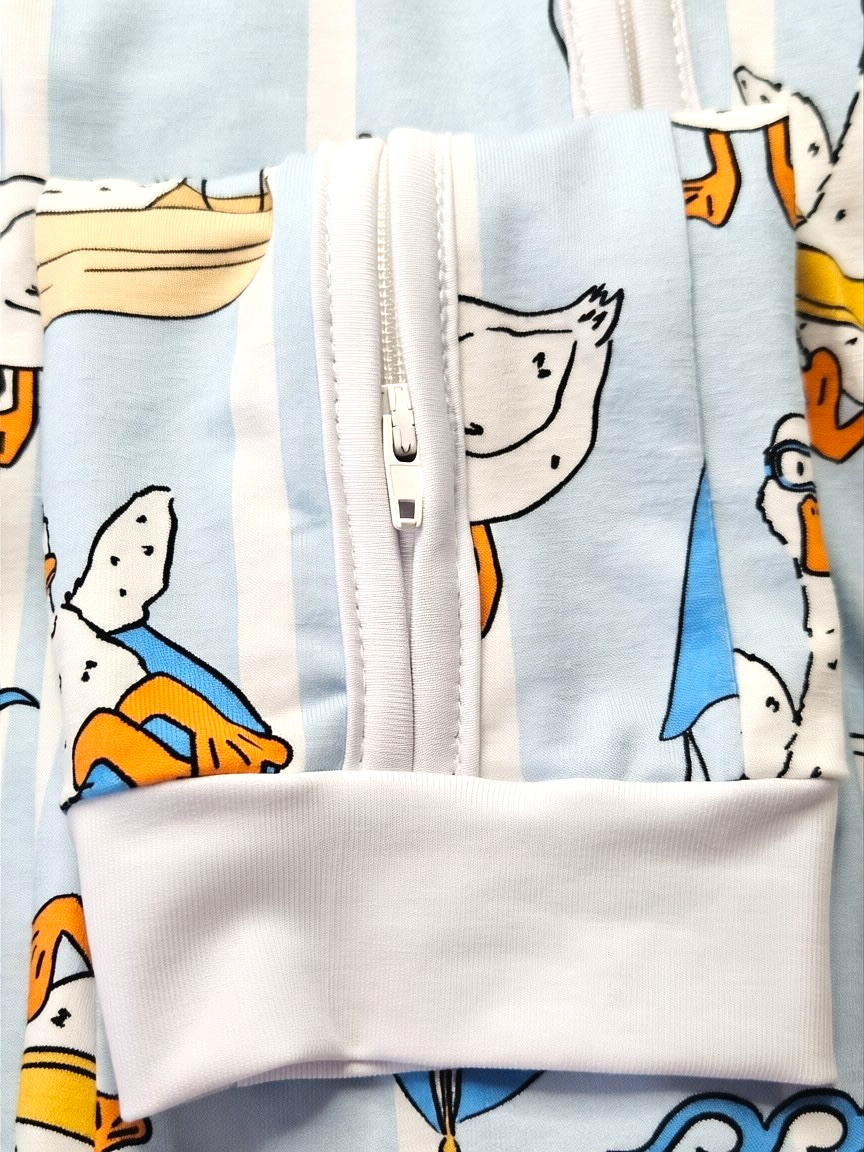 Baby Romper with 2-way zipper "Cheerful Geese" (Jersey fabric)