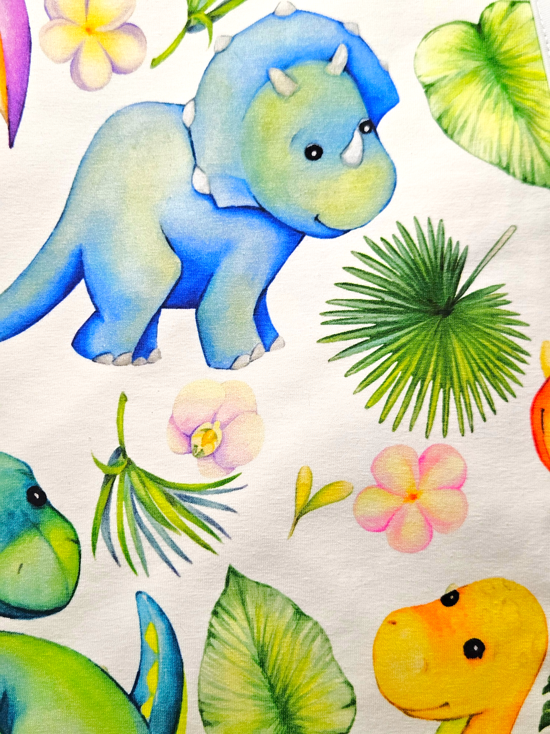 Baby Romper with 2-way zipper "Tropical Dino" (Jersey fabric)