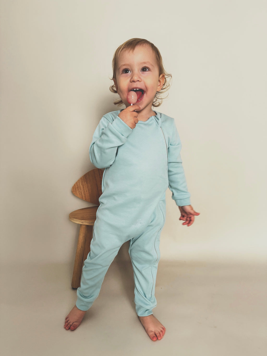 Blue Ultra-Soft Baby Romper with Zipper for Sensitive Skin (Gentle Touch fabric)