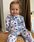 Ultra-Soft Baby Romper with Zipper "Blue Flower" (Gentle Touch fabric)