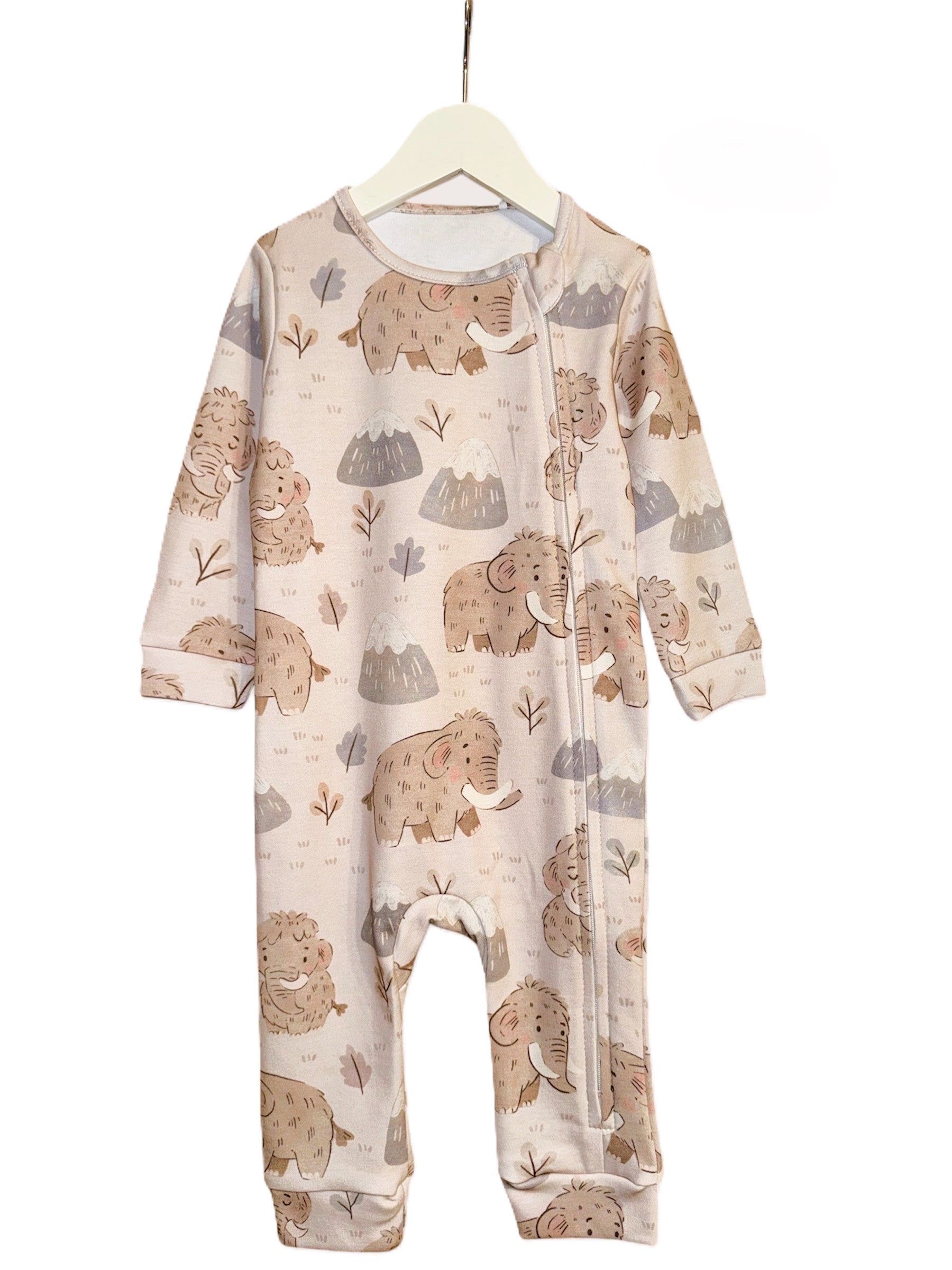 Ultra-Soft Baby Romper with Zipper "Mammoth" (Gentle Touch fabric)
