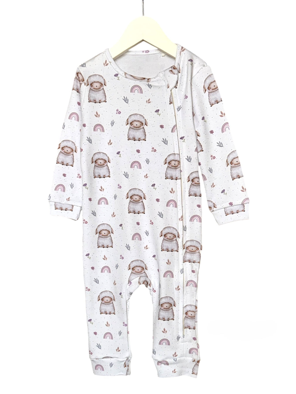 Ultra-Soft Baby Romper with Zipper "Cute Sheep" (Gentle Touch fabric)